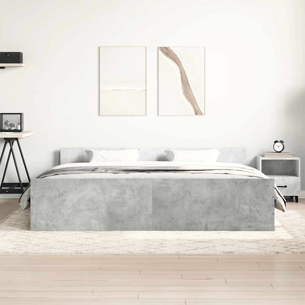 Sengeramme med hode- og fotgavl betonggrå 160x200 cm