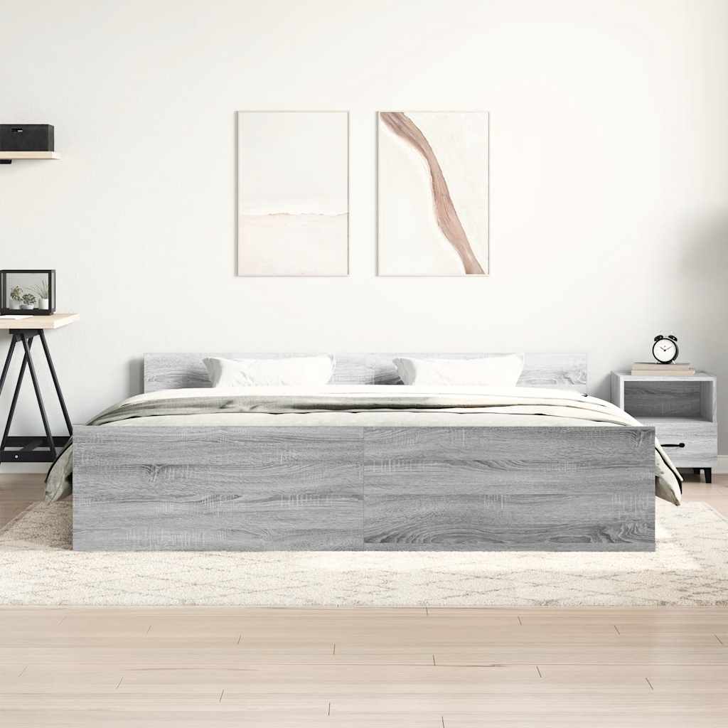 Sengeramme med hode- og fotgavl grå sonoma 160x200 cm