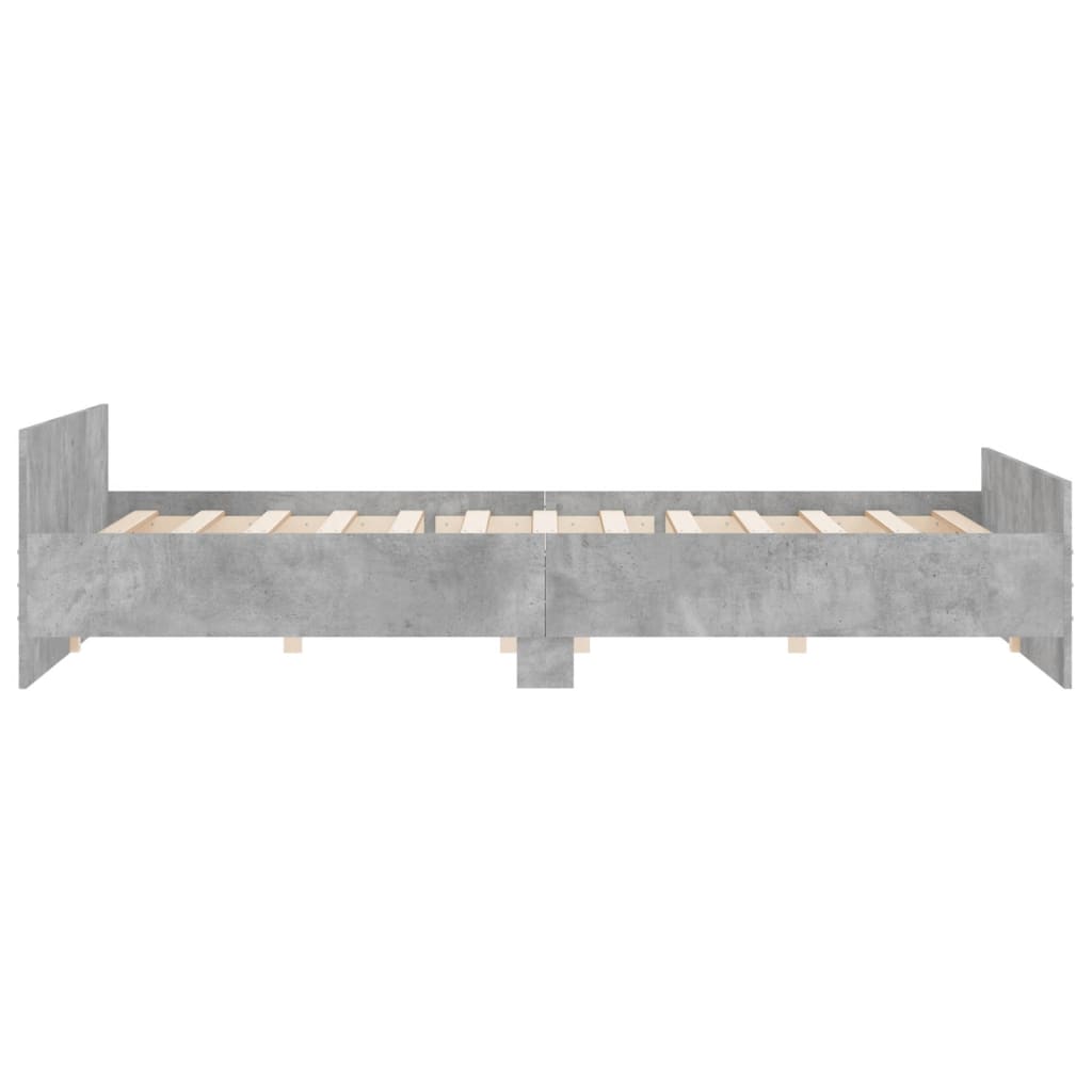 Sengeramme med hode- og fotgavl betonggrå 180x200 cm
