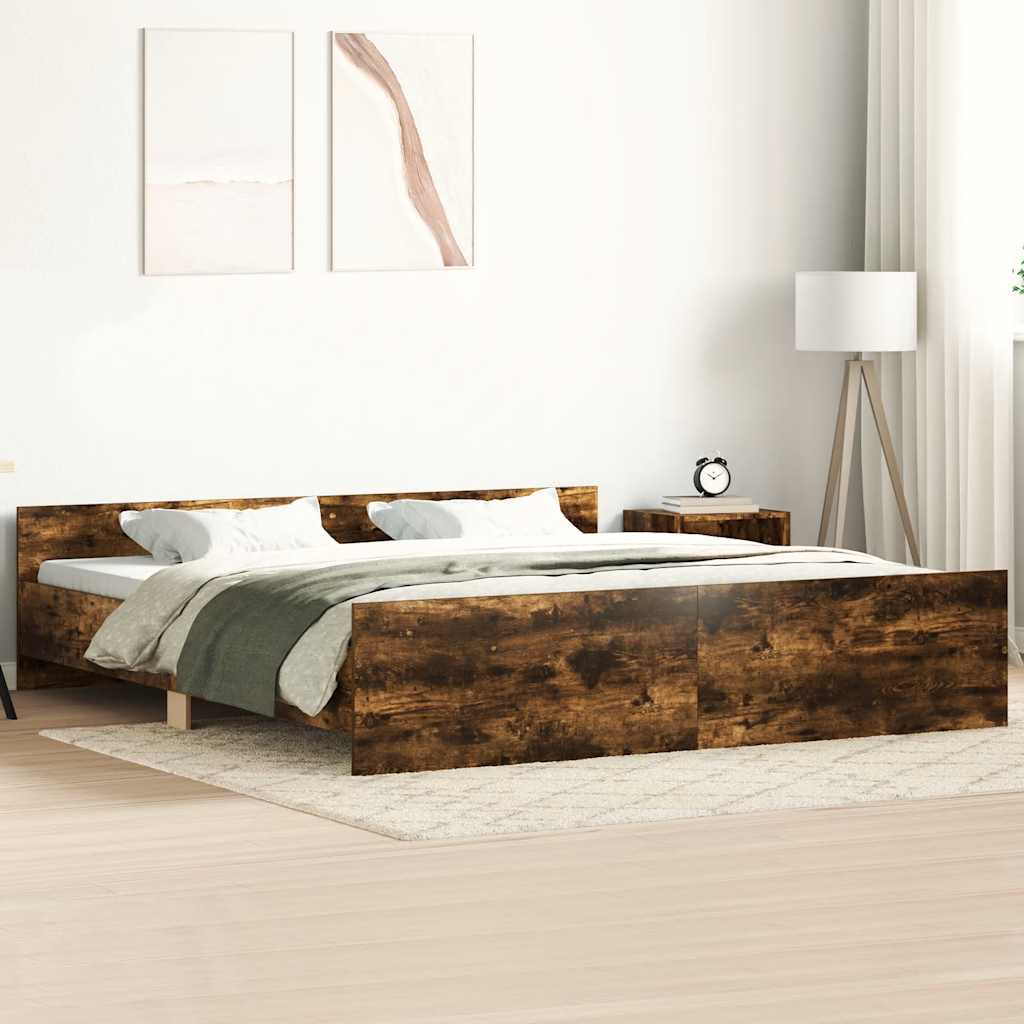 Sengeramme med hode- og fotgavl røkt eik 180x200 cm