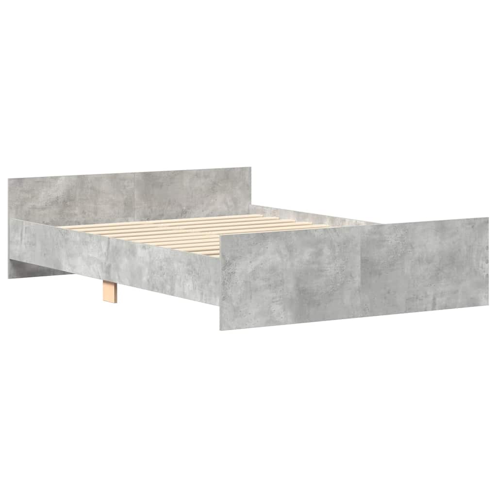 Sengeramme med hode- og fotgavl betonggrå 140x190 cm