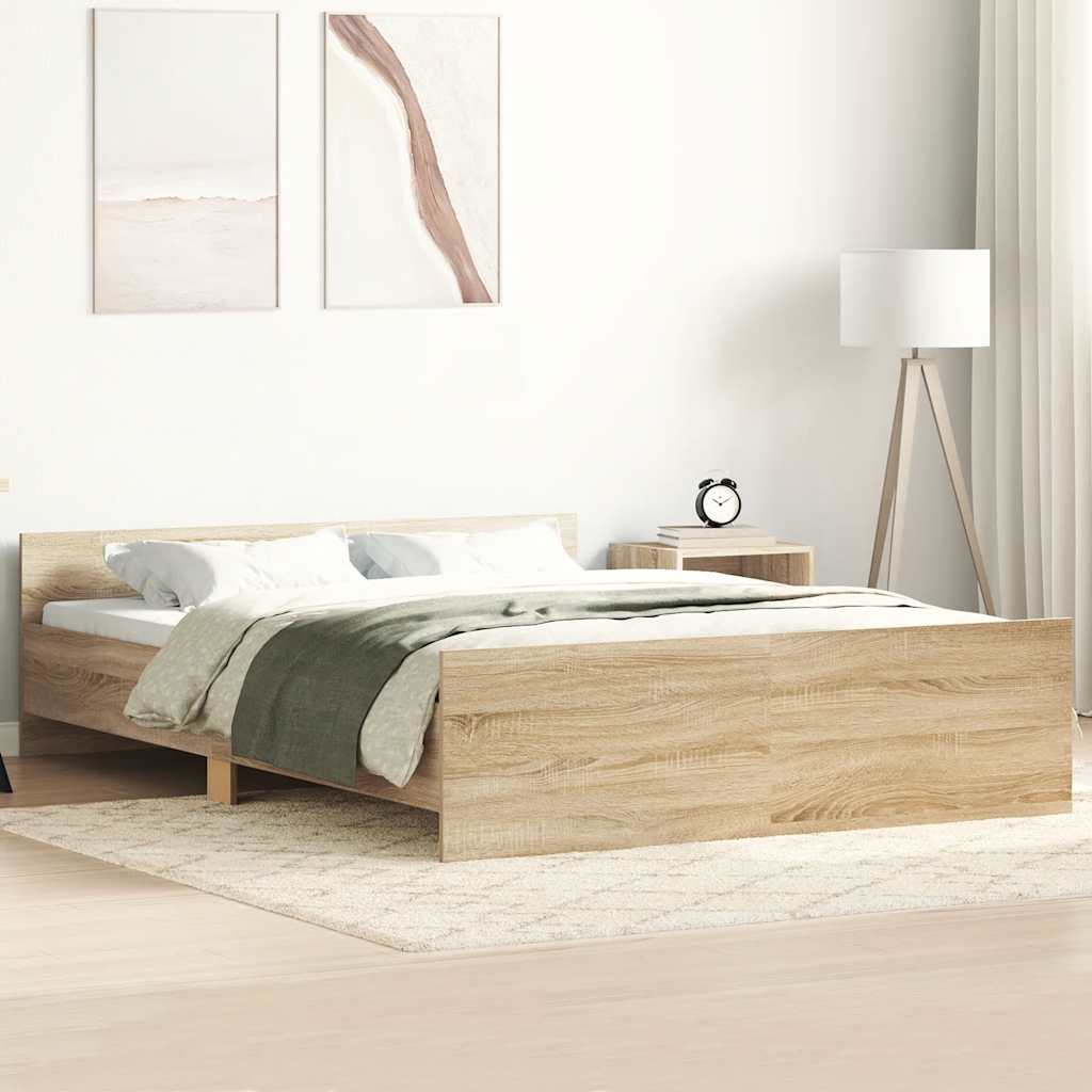 Sengeramme med hode- og fotgavl sonoma eik 135x190 cm