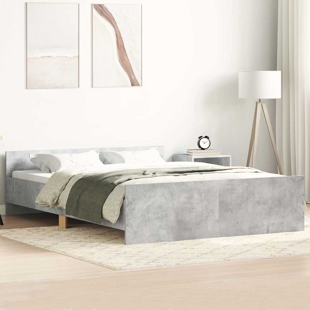 Sengeramme med hode- og fotgavl betonggrå 135x190 cm