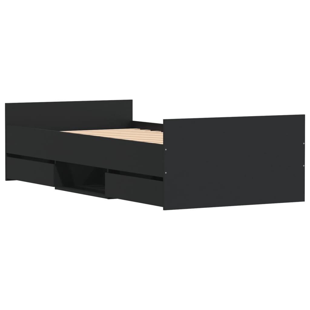 Sengeramme med hode- og fotgavl svart 100x200 cm