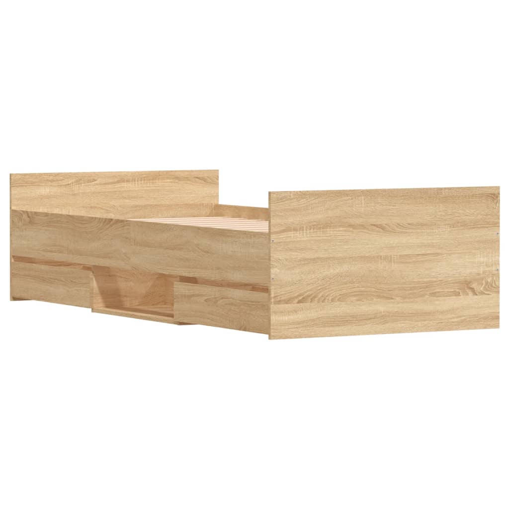 Sengeramme med hode- og fotgavl sonoma eik 100x200 cm