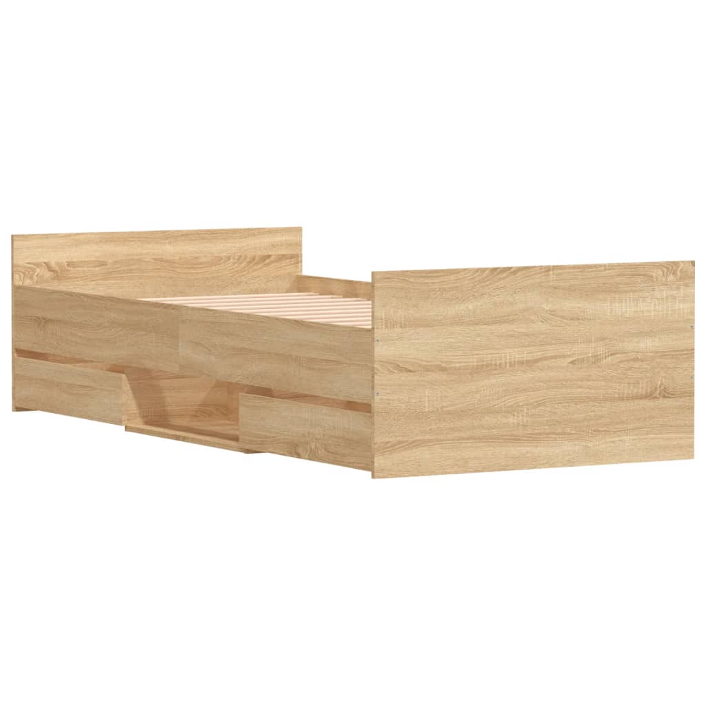 Sengeramme med hode- og fotgavl sonoma eik 100x200 cm