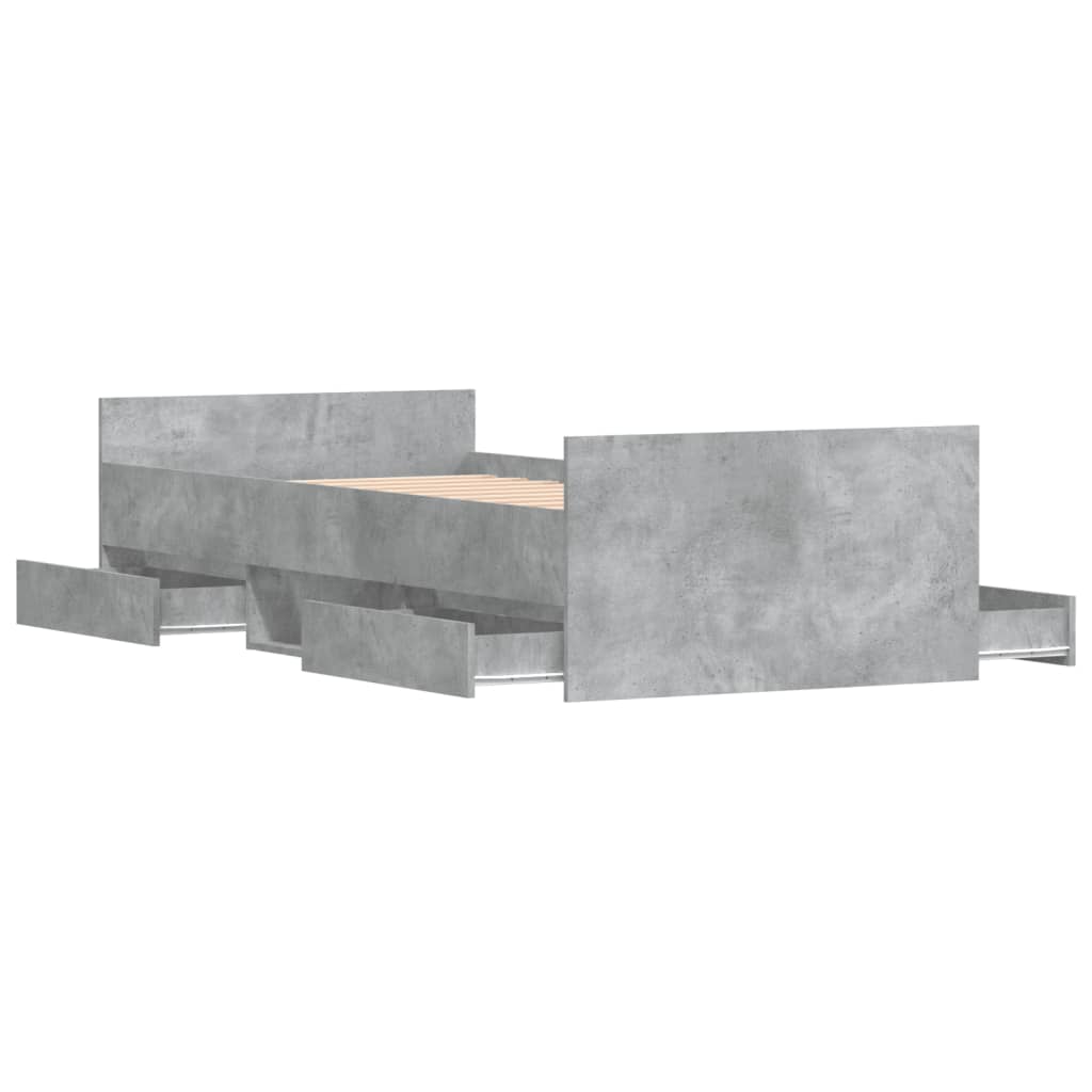 Sengeramme med hode- og fotgavl betonggrå 100x200 cm