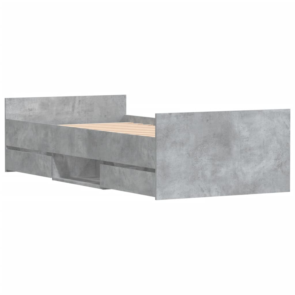 Sengeramme med hode- og fotgavl betonggrå 100x200 cm