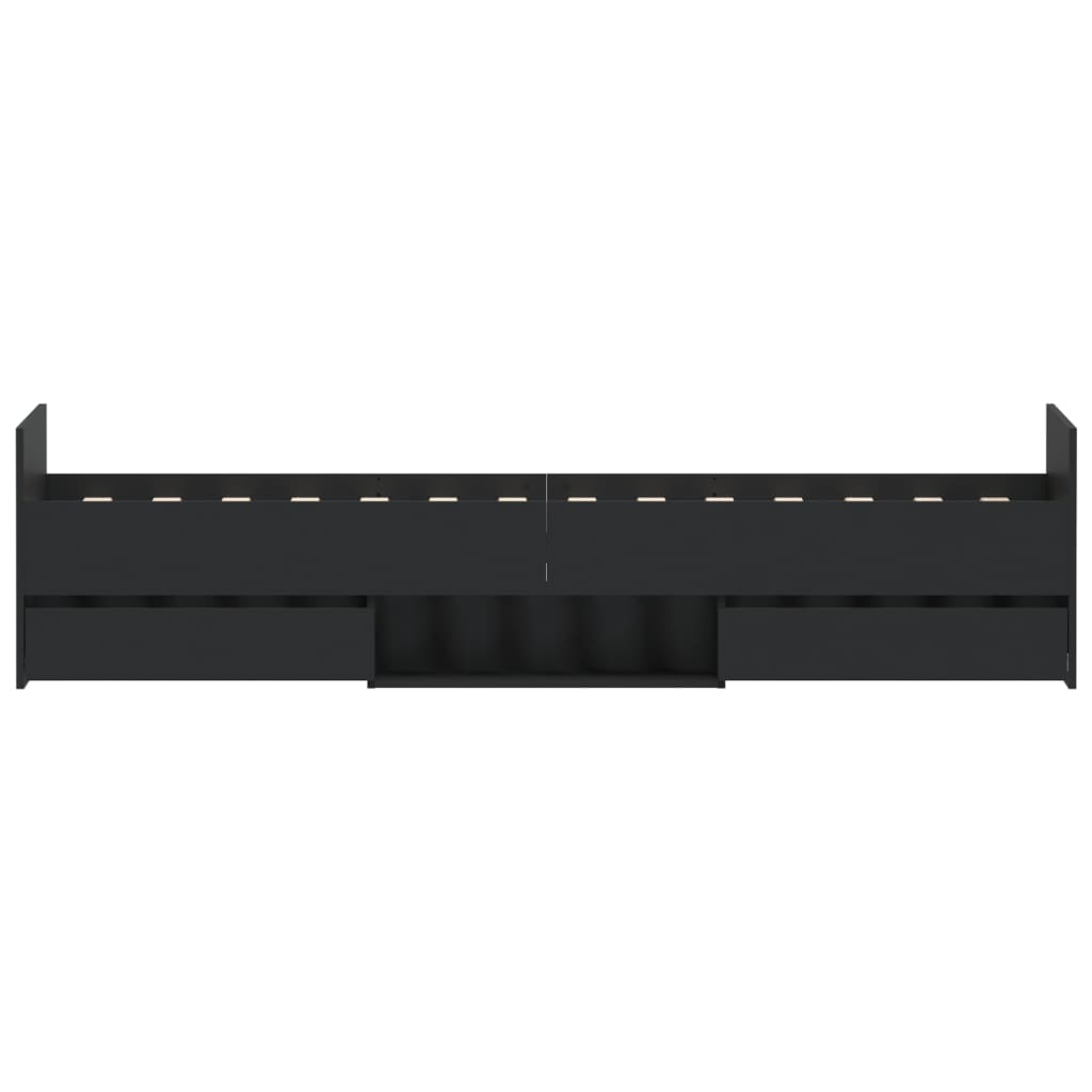 Sengeramme med hode- og fotgavl svart 90x200 cm