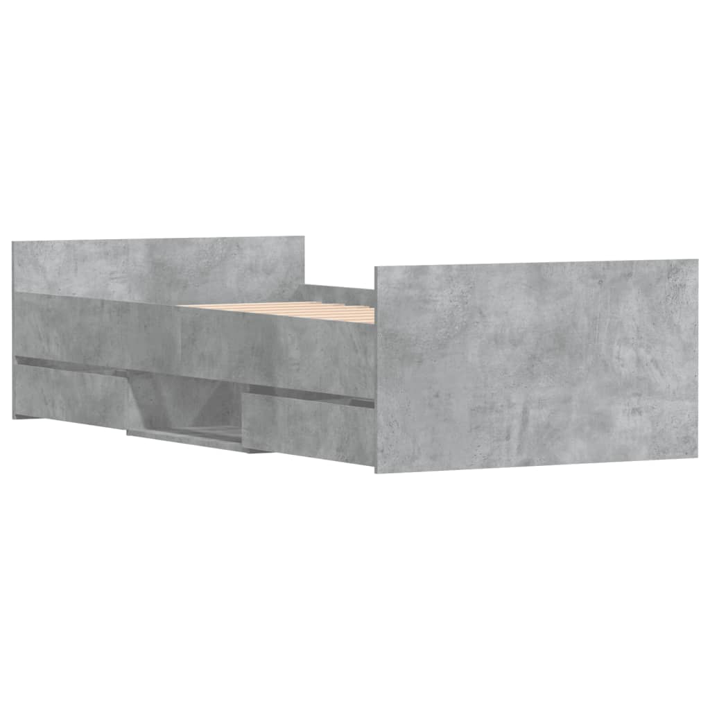 Sengeramme med hode- og fotgavl betonggrå 90x200 cm