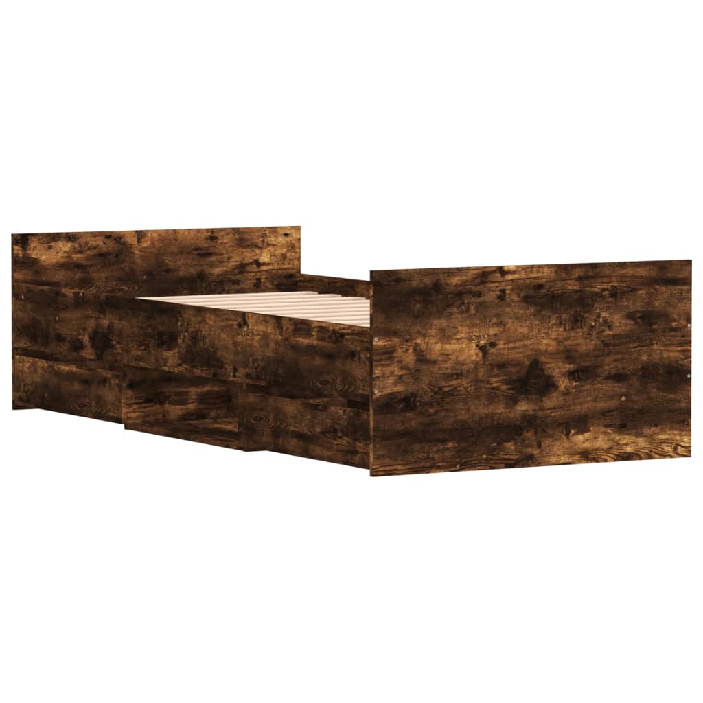 Sengeramme med hode- og fotgavl røkt eik 90x200 cm