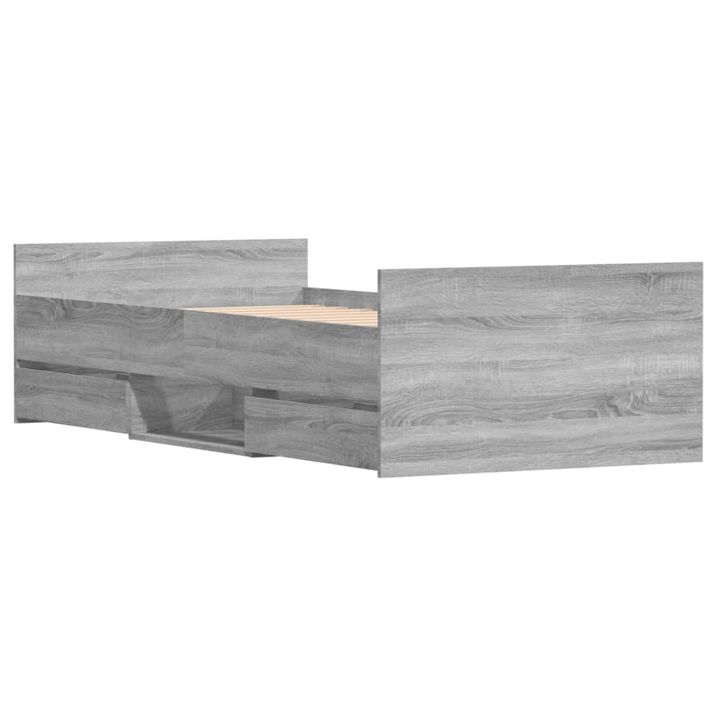 Sengeramme med hode- og fotgavl grå sonoma 90x200 cm