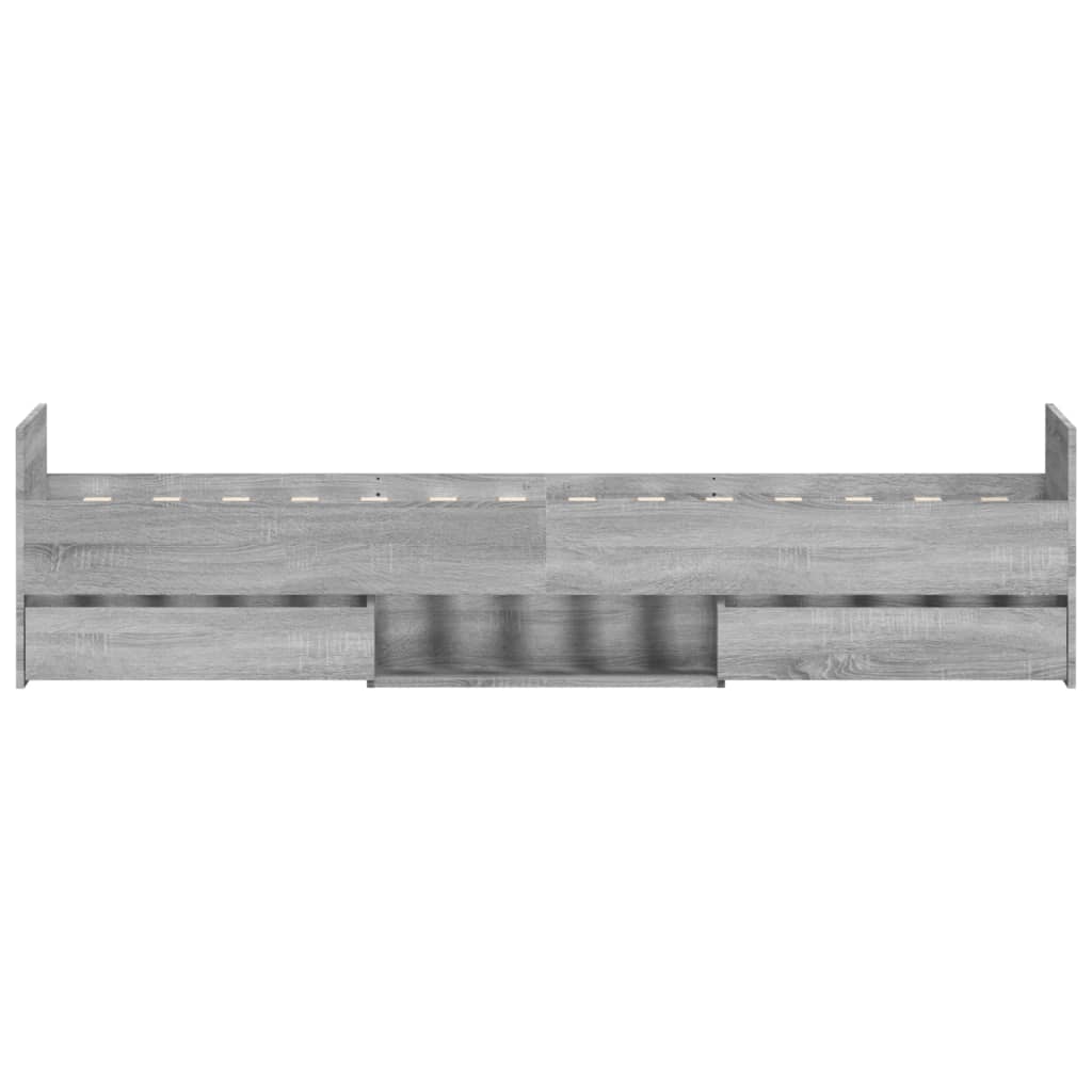 Sengeramme med hode- og fotgavl grå sonoma 90x200 cm