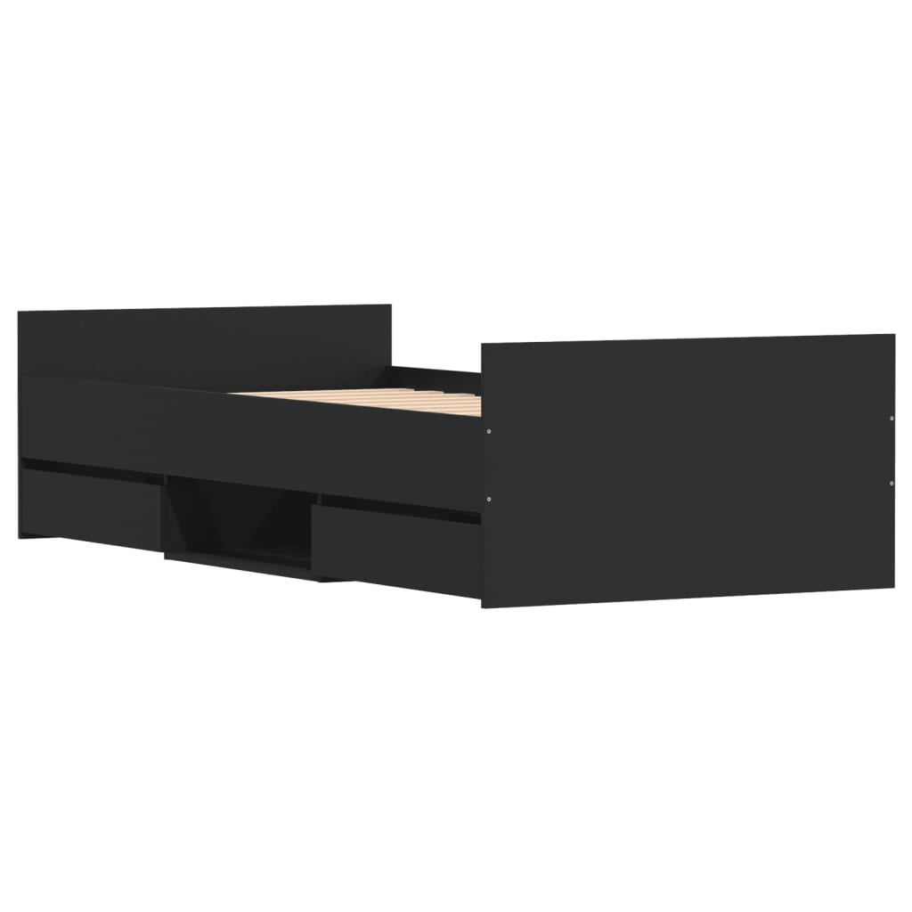 Sengeramme med hode- og fotgavl svart 90x190 cm