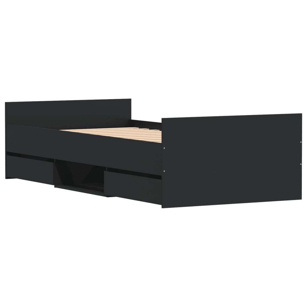 Sengeramme med hode- og fotgavl svart 90x190 cm