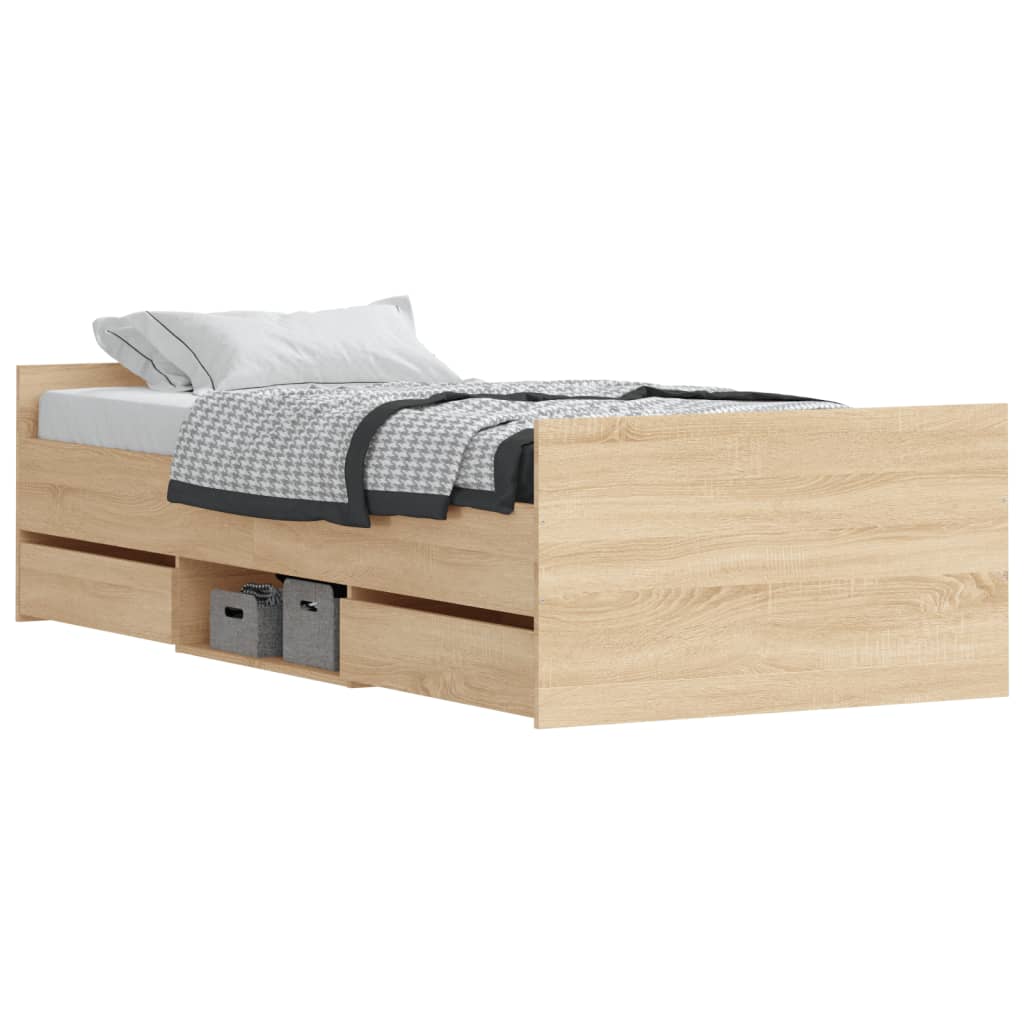 Sengeramme med hode- og fotgavl sonoma eik 90x190 cm
