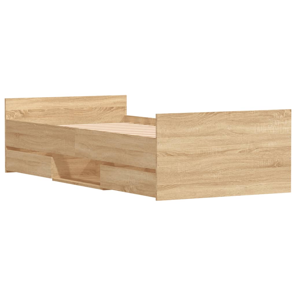 Sengeramme med hode- og fotgavl sonoma eik 90x190 cm