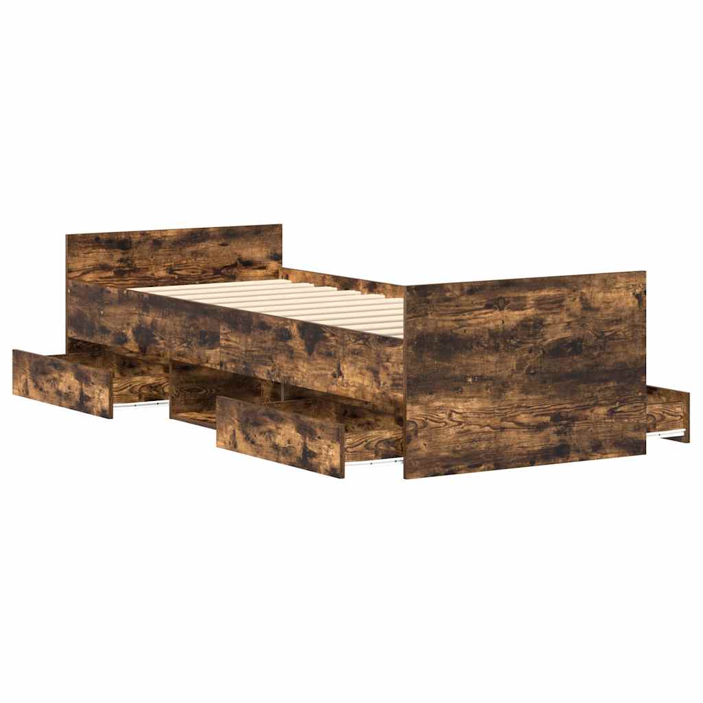 Sengeramme med hode- og fotgavl røkt eik 90x190 cm