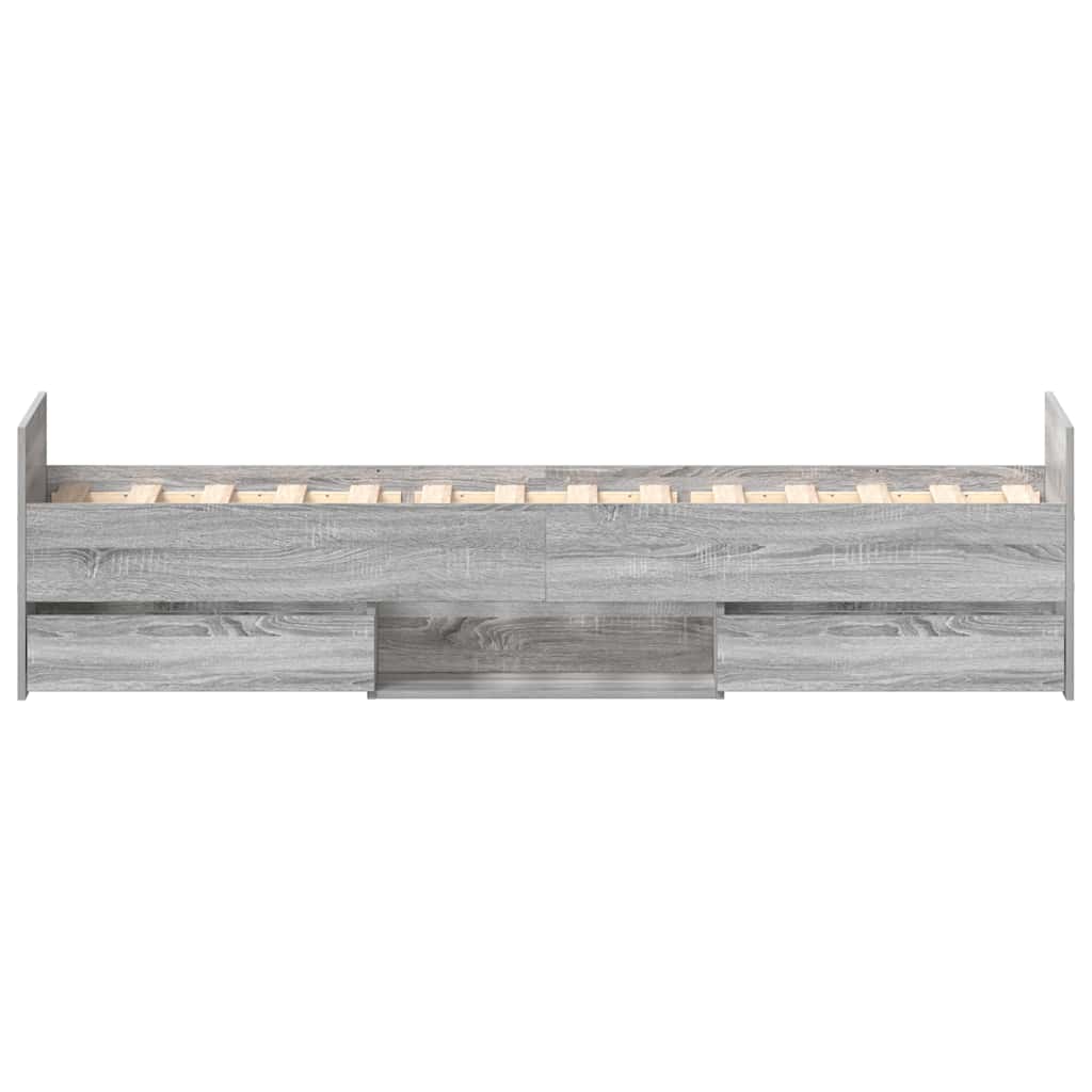 Sengeramme med hode- og fotgavl grå sonoma 90x190 cm