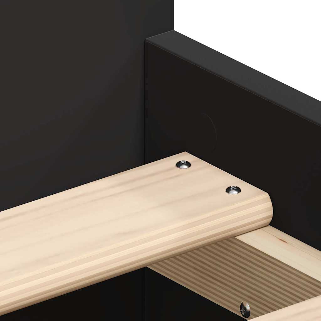 Sengeramme med hode- og fotgavl svart 75x190 cm