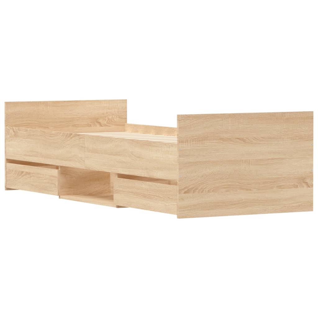 Sengeramme med hode- og fotgavl sonoma eik 75x190 cm
