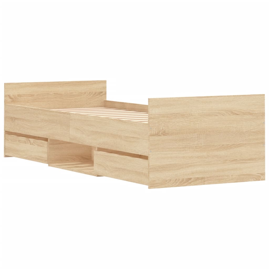 Sengeramme med hode- og fotgavl sonoma eik 75x190 cm