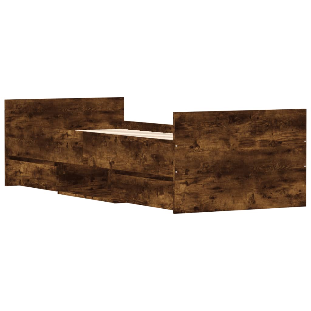 Sengeramme med hode- og fotgavl røkt eik 75x190 cm