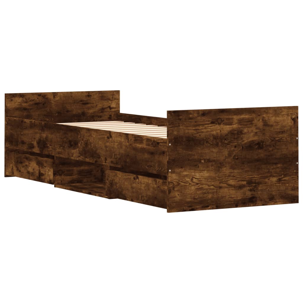 Sengeramme med hode- og fotgavl røkt eik 75x190 cm