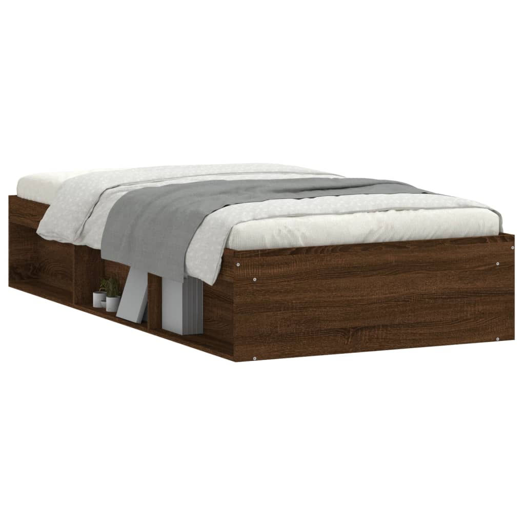 Sengeramme brun eik 100x200 cm