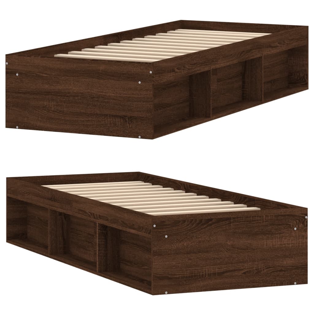 Sengeramme brun eik 75x190 cm