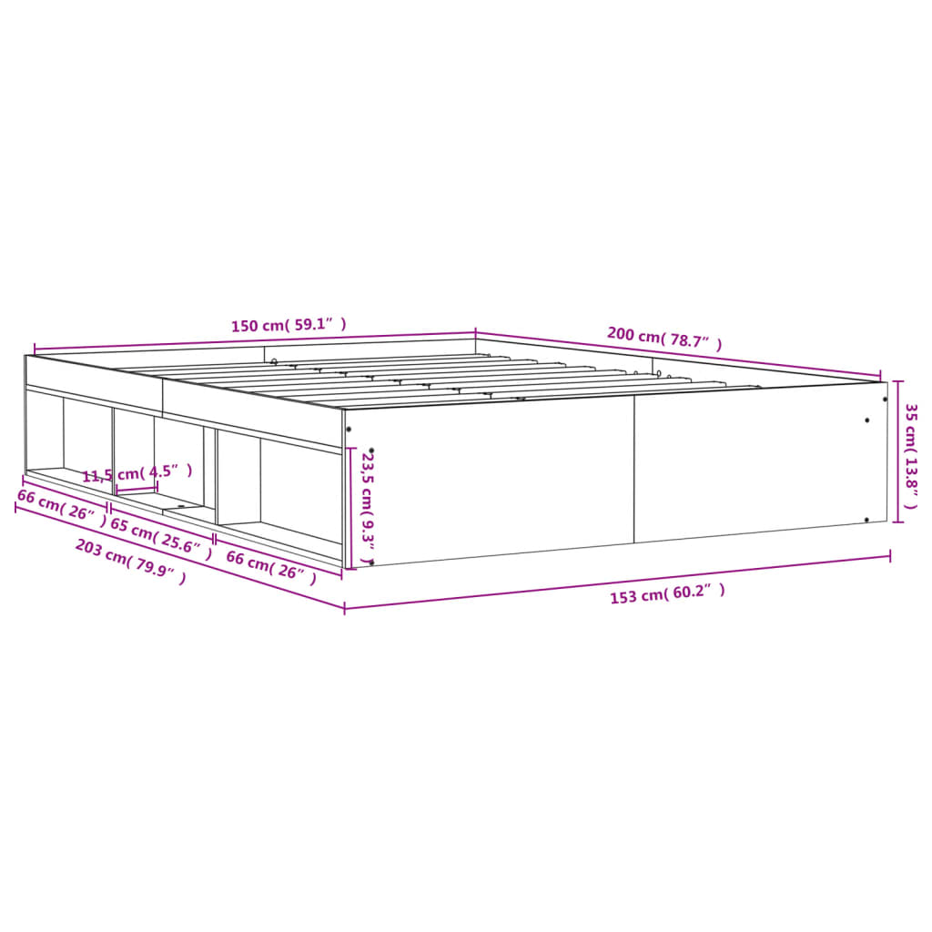 Sengeramme sonoma eik 150x200 cm
