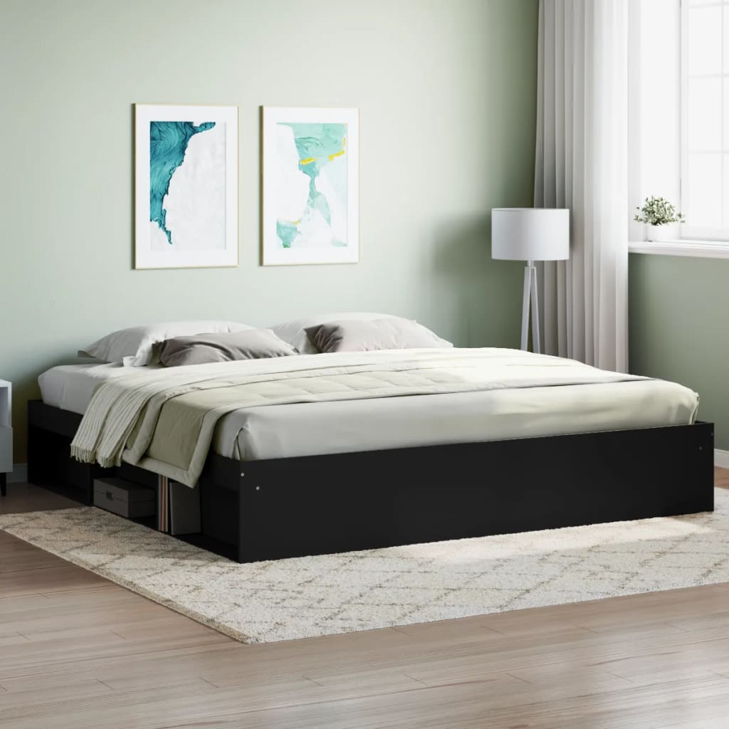 Sengeramme svart 200x200 cm