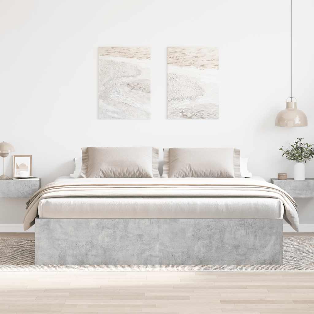 Sengeramme betonggrå 200x200 cm