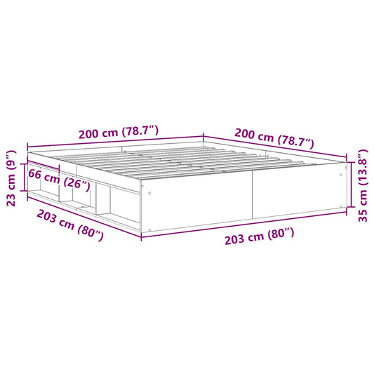 Sengeramme betonggrå 200x200 cm
