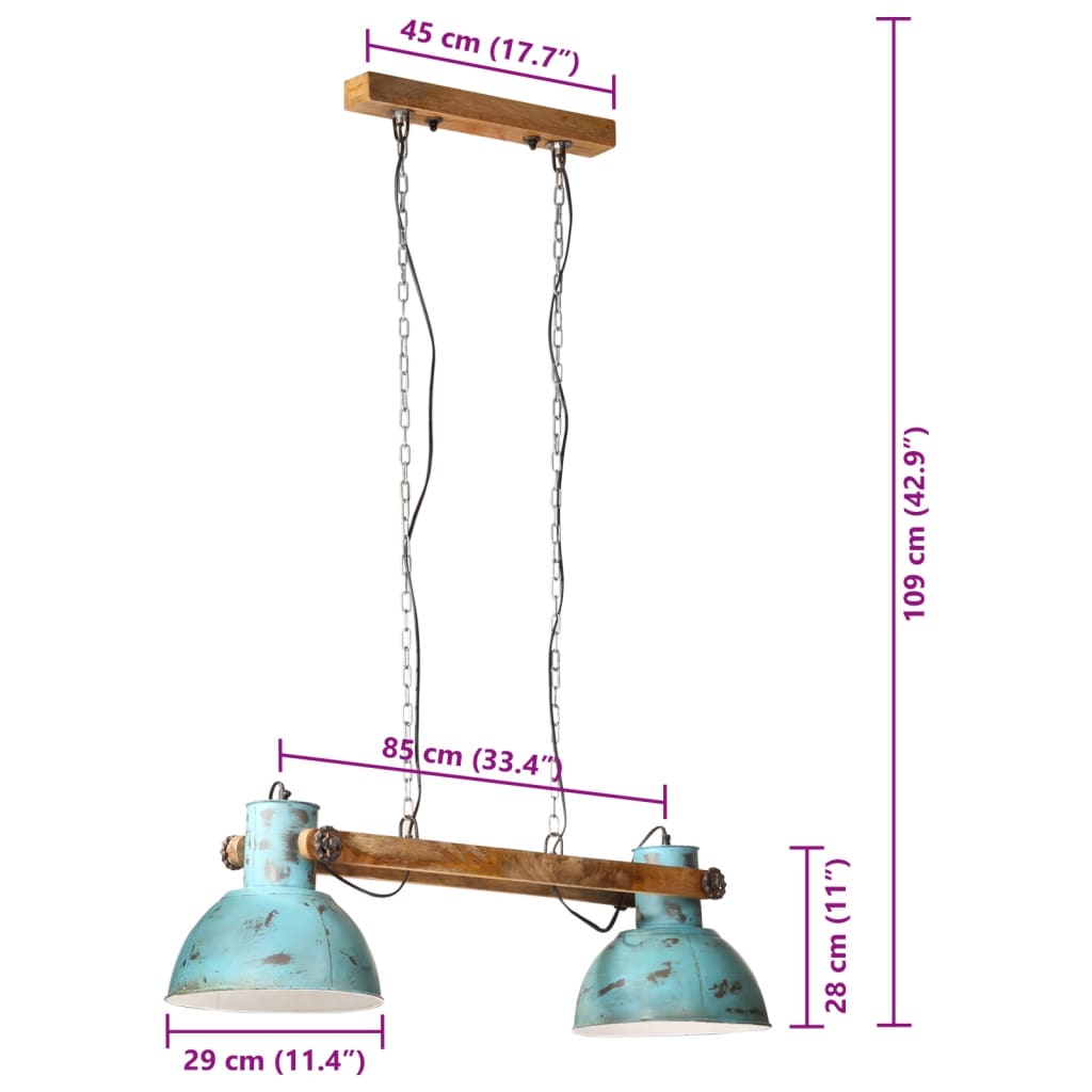 Hengelampe 25 W denimblå 85x28x109 cm E27