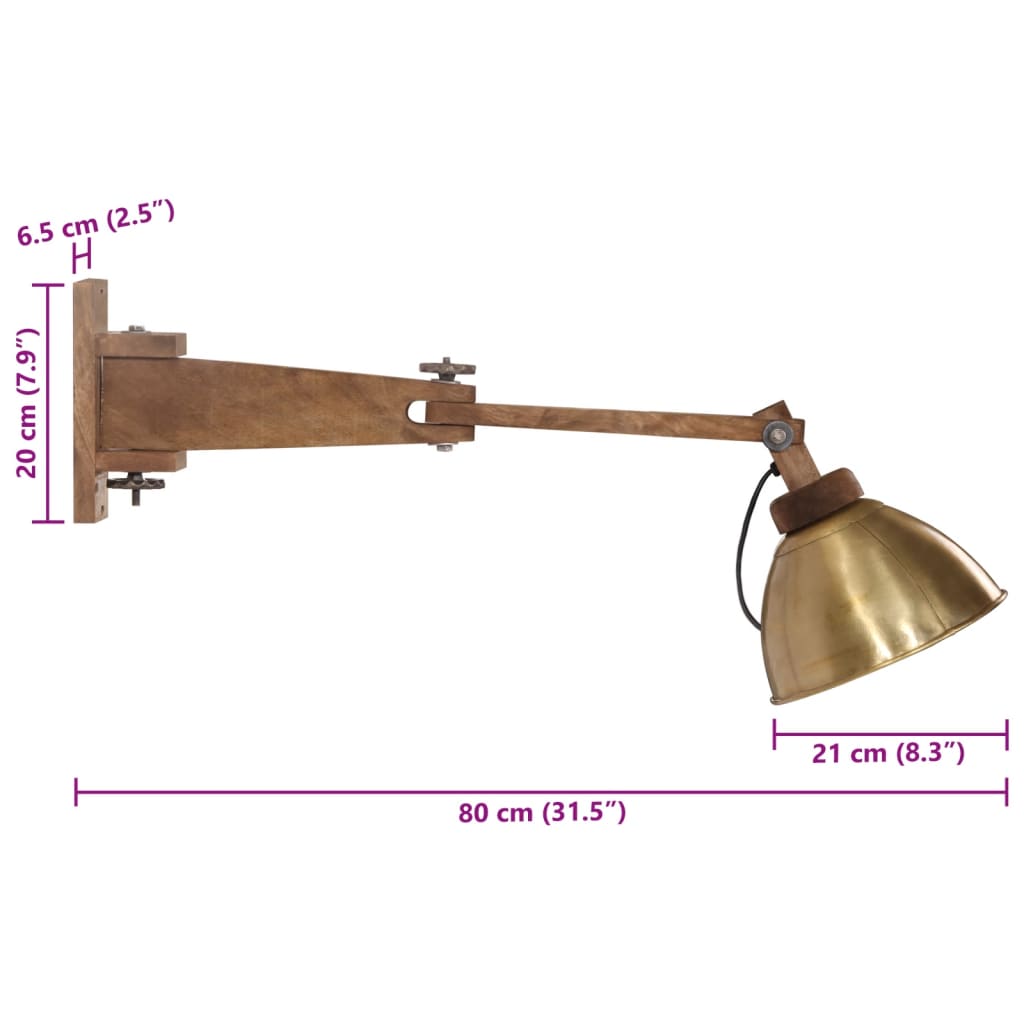 Vegglampe 25 W antikk messing E27