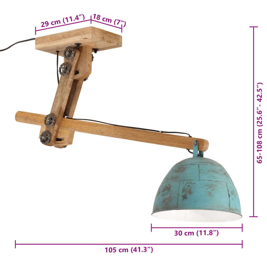 Taklampe 25 W denimblå 105x30x65-108 cm E27