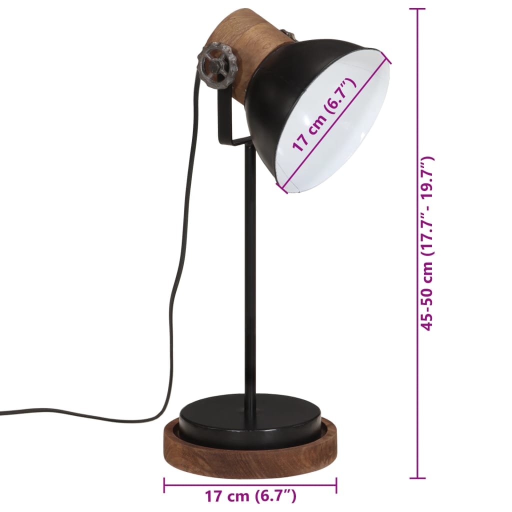 Skrivebordslampe 25 W svart 17x17x50 cm E27