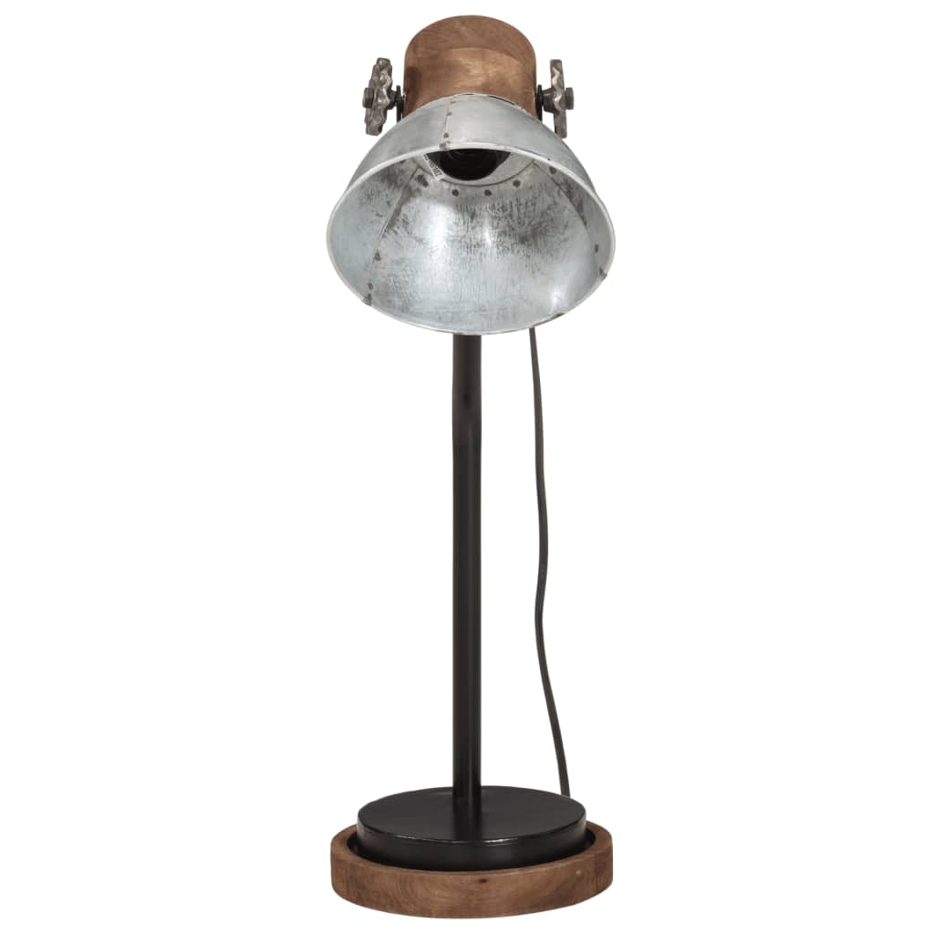 Skrivebordslampe 25 W vintage sølv 18x18x60 cm E27