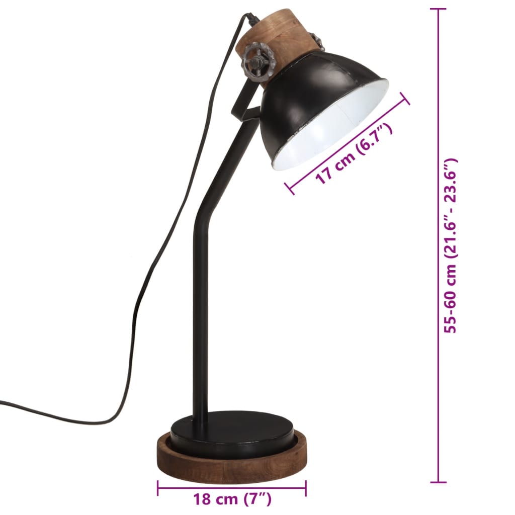 Skrivebordslampe 25 W svart 18x18x60 cm E27