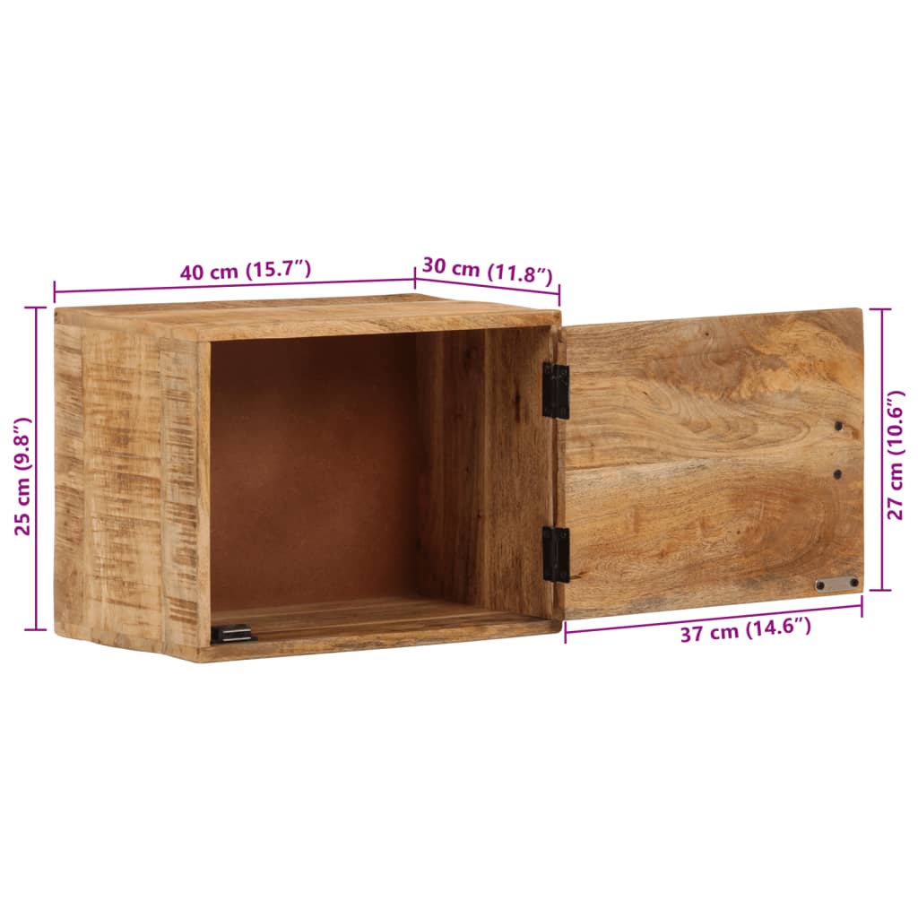 Vegghengt nattbord 40x30x25 cm heltre mango