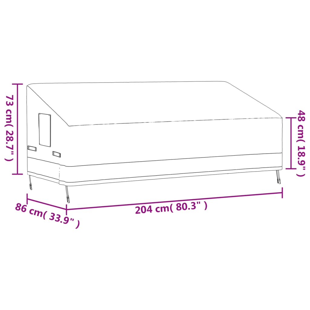 3-seters benktrekk beige 204x86x48/73 cm 600D oxford