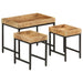 Stablebare salongbord 3 stk grovt heltre mangotre og jern