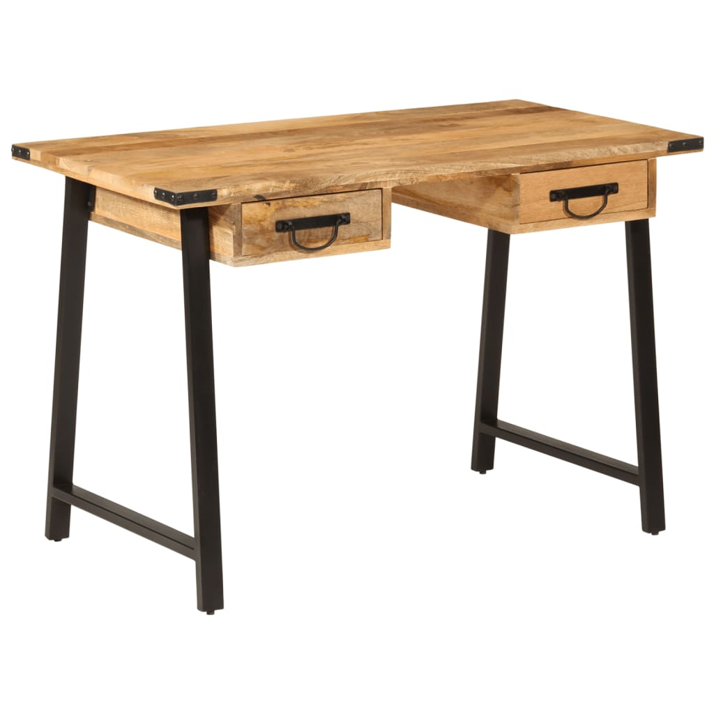 Skrivebord med skuffer 105x55x70 cm heltre mango og jern