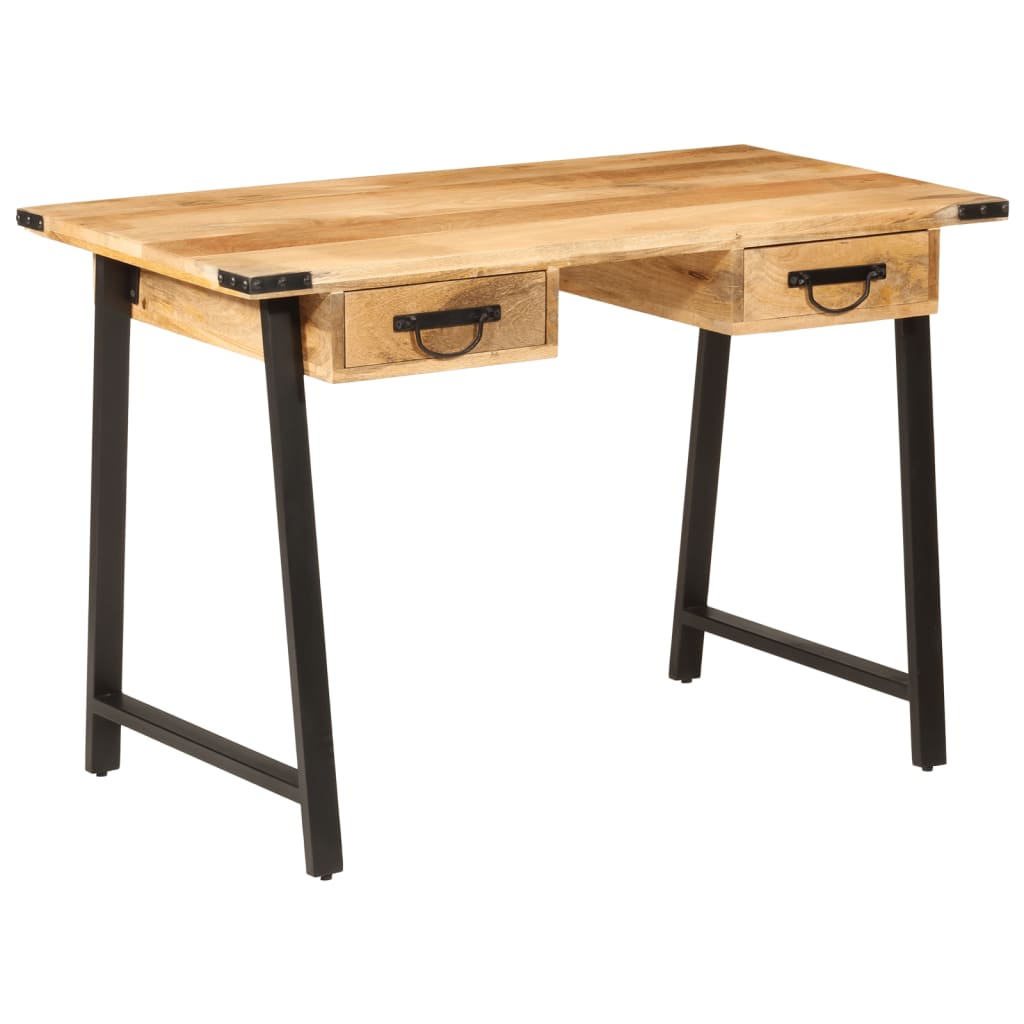 Skrivebord med skuffer 105x55x70 cm heltre mango og jern