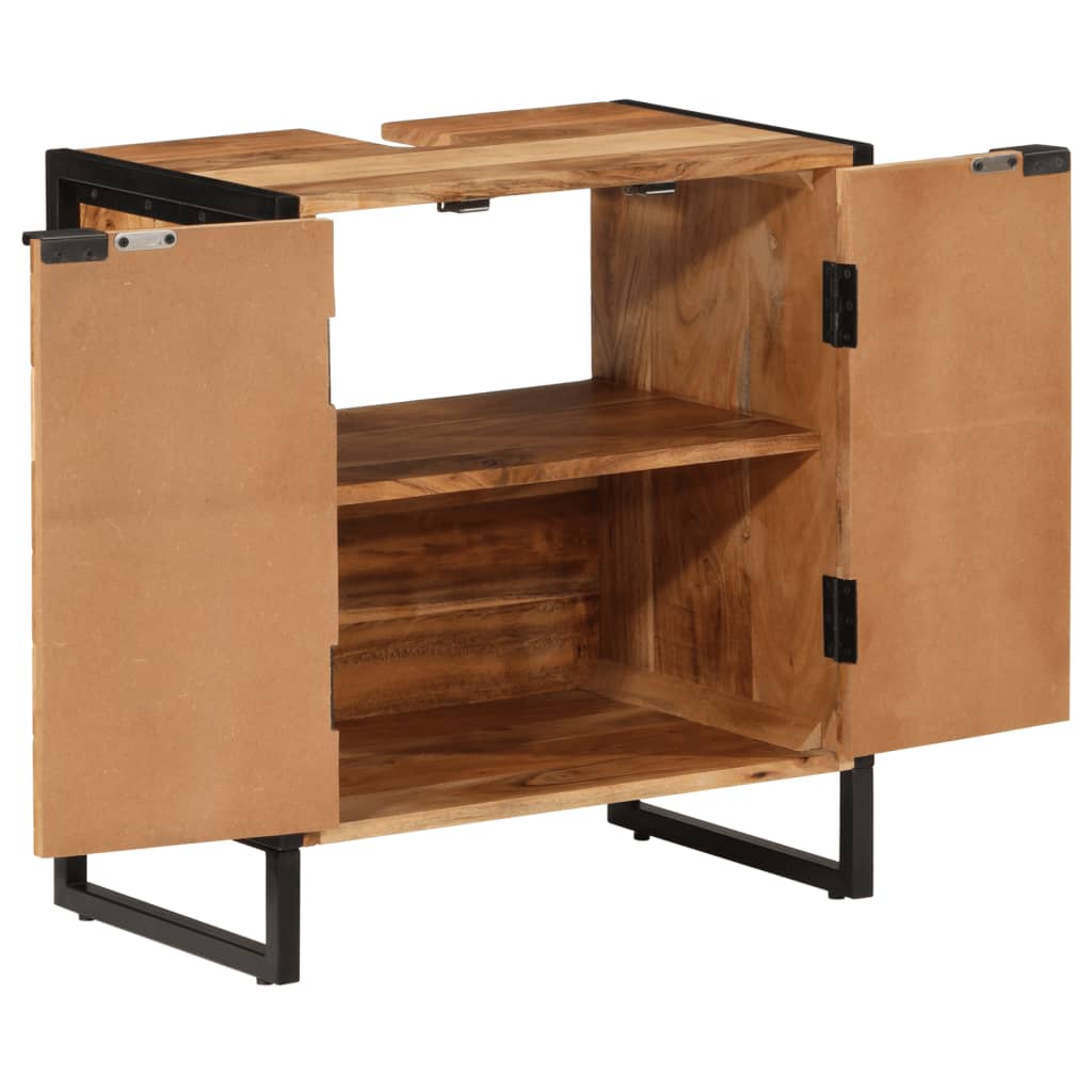 Baderomsskap 55x35x60 cm heltre akasie og jern
