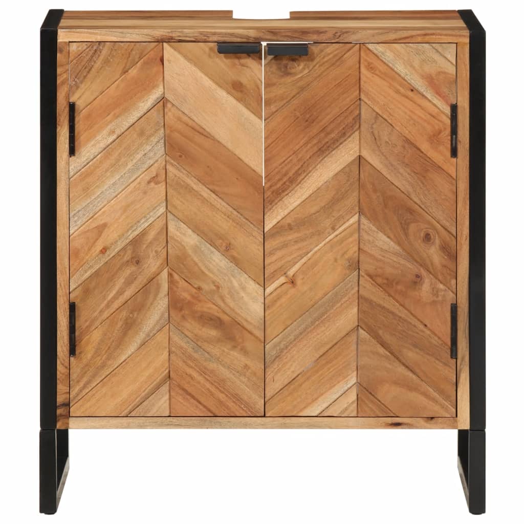 Baderomsskap 55x35x60 cm heltre akasie og jern