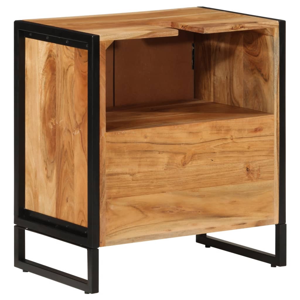 Baderomsskap 55x35x60 cm heltre akasie og jern