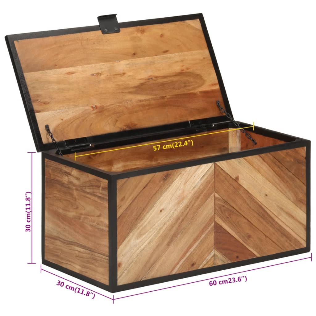 Putekasse 60x30x30 cm heltre akasie og jern