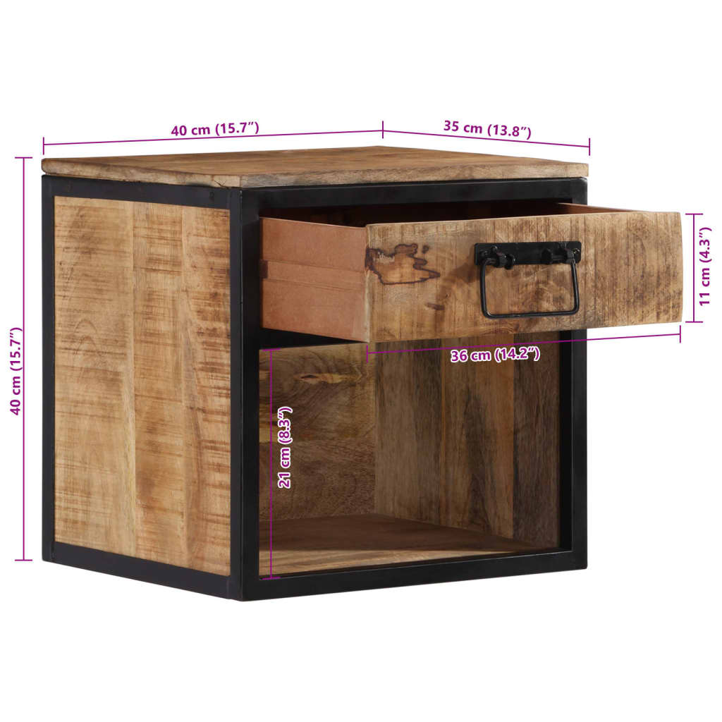 Nattbord 40x35x40 cm heltre mango